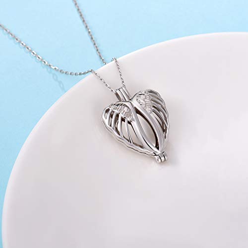 925 Sterling Silver Angel Wings Memorial Urn Locket Necklace for Ashes Jewelry Cremation Necklaces4
