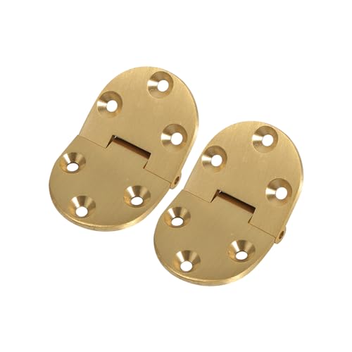 Image of Brass Butler Tray Hinges, 2 Pack Round Cabinet Hinge Set with Screws, 2-1 /2 Inch Heavy Duty Folding Table Hinge, 180 Degree Flip Top Hardware for Furniture Repair