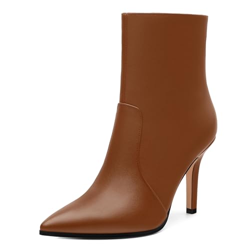 Womens Boots Ankle High Stiletto Heel Pointed Toe Side Zipper Solid Matte Bootie Ankle Fashion Short Bootites for Daily Office Party
