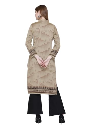 Image of REBECCA Women's Winter Woolen Kurti Jacquard Straight Fit Ethnic Wear with 2 Side Pockets