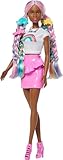 Barbie Rainbow Sparkle Hair Doll, Extra-Long and Colorful Hair with 12 Styling Accessories Like Glitter Tube, Brush, Clips, Dryer and More