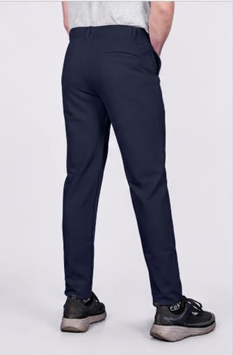 Image of HARSHAD KUMAR & CO. Men's Solid Slim Fit Stretchable Casual Wear Comfortable Formal Trousers Pants