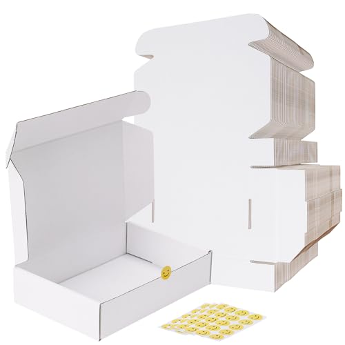 Image of RLAVBL 9x6x2 Shipping Boxes Set of 50, White Corrugated Cardboard Box for Packing, Mailing, Business