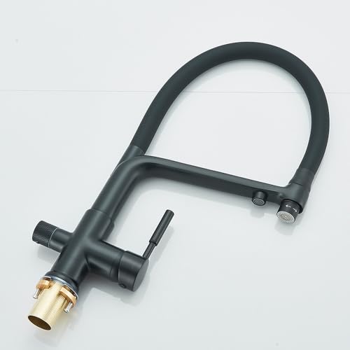 Robinet évier eau potable pivotant 360 double commande noir mat - 5