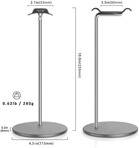 Headphone Stand, U-Type Arc Aluminium Headset Stand, Stylish Gaming Holder for AirPods Max, Beats, Bose, Sennheiser, Sony, Audio-Technica and More (Gray)