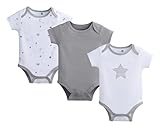 American Baby Company Unisex 3-Pack 100% Cotton Short Sleeve Bodysuit, 3-6 Months