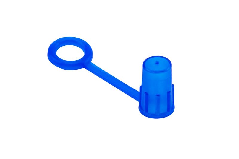 Caplugs Medical MCN-TCP-100 MCN-TCP Series Tethered Caps in Plastic, Blue, Cap ID 0.252" x Cap Height 0.75" x Tether Length 1.64", Protective Closures, Pack of 5000 (4017Y1)