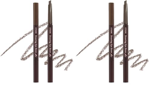 Image of ETUDE Drawing Eyebrow Pencil, Arch Shape for Defined Brow|Brow Pencil with Spoolie |Long Lasting, Transfer Proof & Smudge-Proof |Shade- 06 Ash Brown,0.25g (Pack of 2)