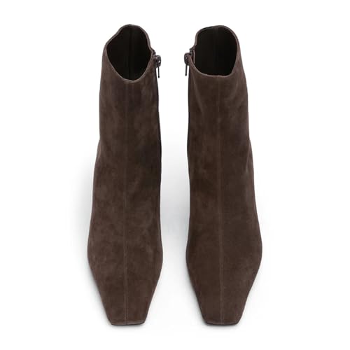 Ankle Boots for Women Square Toe Kitten Heels with Side Zipper Office Dressy Booties Fall Shoes4