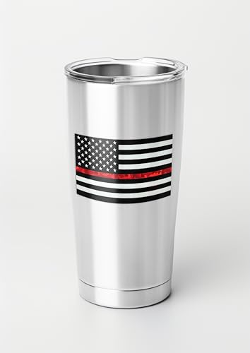 Image of Elektroplate Firefighter Thin Red Line USA Flag Reflective Decal (3.8 inch x 2.3 inch) | Premium Auto-Grade All Weather Sticker for Car, Water Bottle, Laptop, Tablet, Cooler, Phone & More | Made in USA