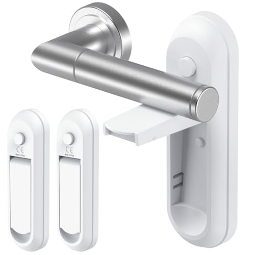 Shackcom 2pcs Kindersicherung für Türklinken, Türgriff Sicherheitshebel, Türsicherung Kinder,Kindersicherung Tür für Babys, Kleinkinder und Haustiere, Selbstklebend, ohne Schrauben oder Bohren