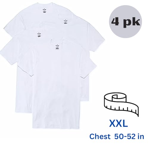Stafford 4-Pack Men's XXL Crewneck T-Shirts, White, Soft 100% Cotton Plain Undershirts, Stay Tucked, Breathable, Tagless, 2XL Crew Necks Multipack, Casual Fit3