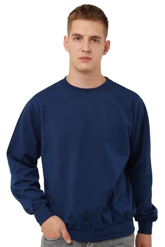 Image of GWADI'S Mens Plain Long Sleeves Fleece Round Neck Winter Wear Solid Sweatshirt