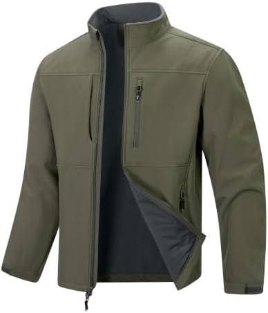 33,000ft Softshelljacke für Herren Ohne kapuze Wasserdicht Fleecejacke | Warme Übergangsjacke, Gefüttert Outdoorjacke, Winddicht Funktionsjacke, Wanderjacke mit Brusttasche, Golf,