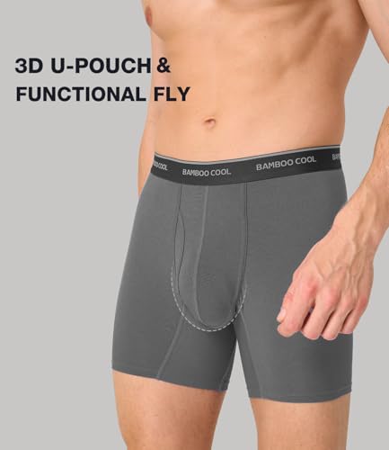 Image of BAMBOO COOL Men's Underwear Breathable Boxer Briefs with Fly Moisture-Wicking Lightweight Underwear 7-Pack