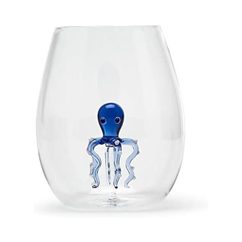 Two's Company Octopus Stemless Wine Glasses Cover