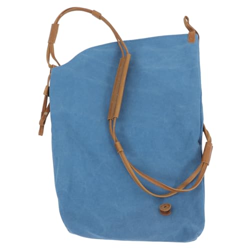 Sac bandoulière en toile solide bleu avec compartiment principal de voyage