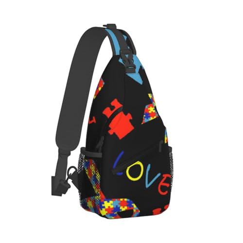 Autism Awareness Ribbon Portable And Large Capacity Men'S Casual Cross Chest Bag2