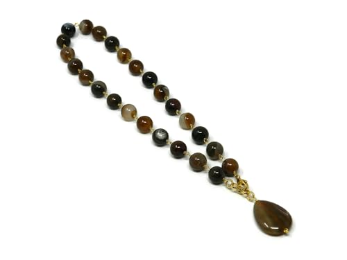 Collier ras-du-cou femme en perles d'agate marron fait main en Italie par DodiGioielli