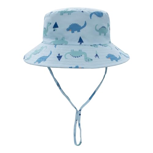 YAMEIZE Baby Sun Hat UPF 50+ - Wide Brim Adjustable Toddler Bucket Hat for Boys Girls Beach Outdoor Play Sun Hats Cap
