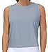 Ice Silk Workout Tops for Women Quick Dry Muscle Gym Running Shirts Sleeveless Flowy Yoga Tank Tops (Blue, Small)