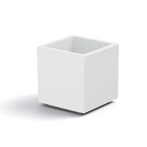 Generico Vaso fioriera Quadrato CUBO MATHERIA Colore Bianco in plastica con Ruote 40 CM VECA AMDGarden
