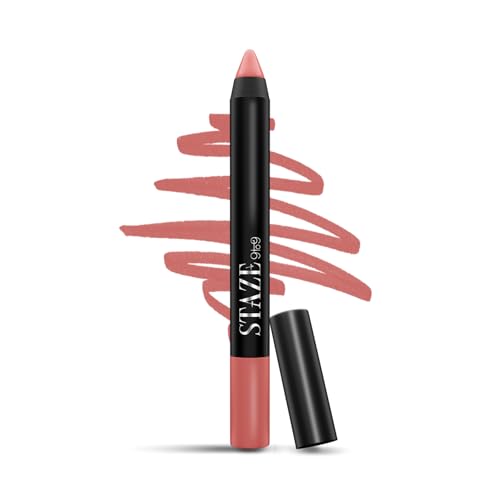 Image of Staze Pout On Transfer proof Lip Crayon | Upto 12 hours long stay | One Swipe High Matte Pigment | Vitamin E & Jojoba Oil | Sharpenable Smudgeproof & Waterproof Lip Crayon | 07 Oh My Pink | 3.5g