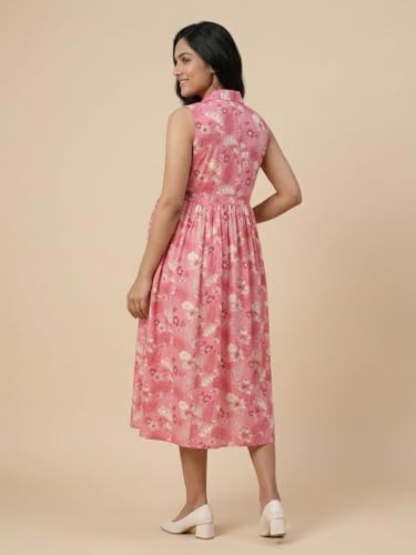 Image of The Mom Store Maternity and Nursing Sleeveless Dress for Women | Casual Dress | Pre and Post Pregnancy Wear | Printed Stylish Dress for New Mom | Trendy Dresses for Women's