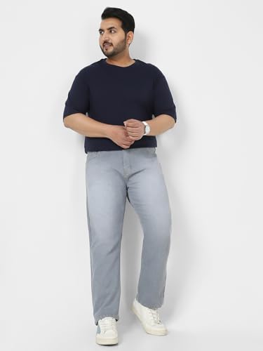 Image of Urbano Plus Men's Straight Fit Mid Rise Washed Jeans Stretchable