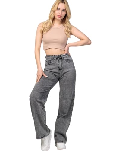 Image of Glossia Denim Baggy Jeans for Women | Stretchable High Waist Straight Fit Jeans for Women | High Rise Stretch Denim | Loose Fit Plus Size Denim (Sizes - 24 to 44) WJ71-1205-$