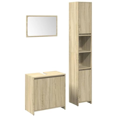 vidaXL Ensemble de Meubles de Salle de Bain 3 pcs chêne Sonoma, Armoire de Salle de Bain, Armoire de Rangement de Toilette, Placard de Salle de Bain