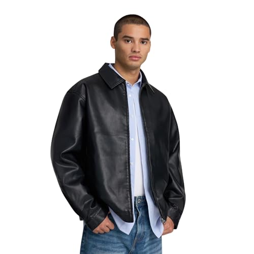 Image of Men's Genuine Leather Jacket for Men Women Stylish Casual Biker Jacket Premium Soft Leather Regular Fit Zip Closure Winter Fashion Outerwear for Travel Party Office Riding (S - XXl)