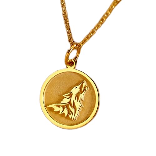 Collier pendentif loup hurlant argent plaqué or, le cadeau idéal