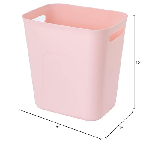 Image of UUJOLY Plastic Small Bathroom Trash Can Wastebasket, 3.5 Gallon, Pink | Compact Sturdy Garbage Can for Bathroom, Laundry Room, Kitchen, Office, Kids Room, Dorm, Durable, Easy to Clean