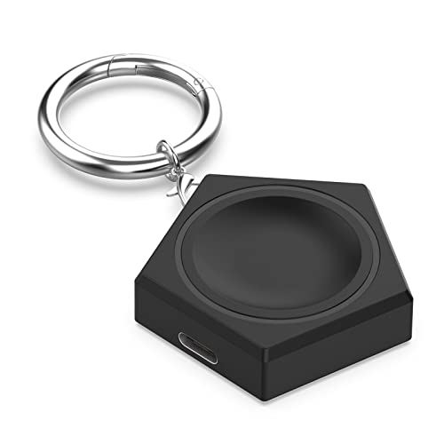 FitTurn Portable Charger Universal Adaptor for Samsung Galaxy Watch 6/6 Classic Charger USB Type C/Micro Travel Cordless Wireless Charger Keychain for Galaxy Watch 5 Pro/Watch 4 Classic (Black)