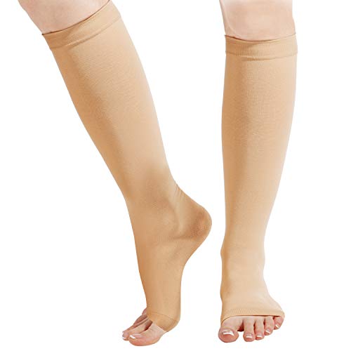 Kemford Open Toe Compression Socks - 1-Pair, 23-32 mmHg Calf Sleeve - Toeless