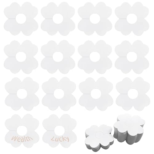 SEABABOO Marqueur de Verre à Vin en Papier Trèfle à Quatre Feuilles, 100 Pièces Blanc Feuille de fleur Verres à Pied Étiquettes DIY, Marqueur Papier pour Verre Identifier les Marques (blanc, 100)