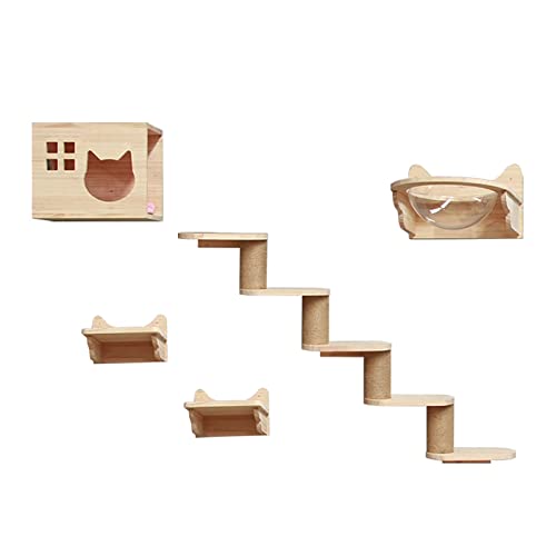壁の猫の棚 - 猫の壁の家具壁マウント猫棚猫の活動木猫塔猫の階段自然木猫の壁のための猫の猫の通路 - ラウンジクライミングをしている猫のために(色:C2) FANDIAO