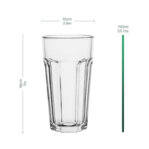 Verre Long Drink Verres XXL | 630 ml | Lot de 6 | Highball Gobelet Eau Verres à Jus Soda Limonade Tumbler à Cocktail | Sécurité au Lave Vaisselle | Collection Alva | Transparent – Image 3