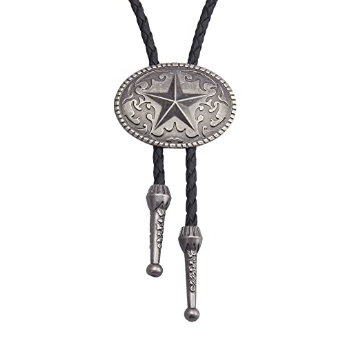 Image of GelConnie Bolo Ties for Men Women Western Cowboy Tie Mens Western Necklace Leather Necktie Gold Bolero Tie Cowboy Necklace