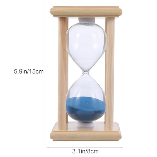 Temporizador de reloj de arena de madera de 15 minutos con diseño transparente 3