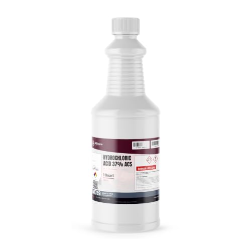 Alliance Chemical Hydrochloric Acid 37% ACS Reagent Grade - 1 Quart Bottle - 32 fl oz - Premium Lab-Grade Muriatic Acid