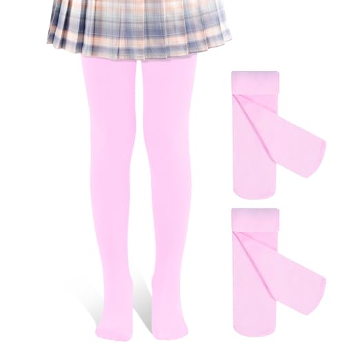 Image of 2 Pack Girls Tights Dance Tights Ballet Girls School uniform Footed Leggings Stockings for Kids 1-13 Years