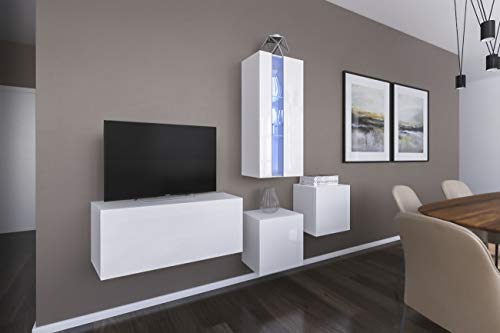 HomeDirectLTD Conjunto de Muebles Modulares Blanco Brillante - Savona (AN293-17W-HG25-1A, Sin LED)