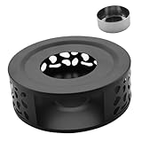 DECORNIJIA Calentador de Tetera Redondo Acero Inoxidable con Base Hueca para Vela Soporte Resistente Calientaplatos y Café Ambiente Cálido para Hogar y Restaurantes