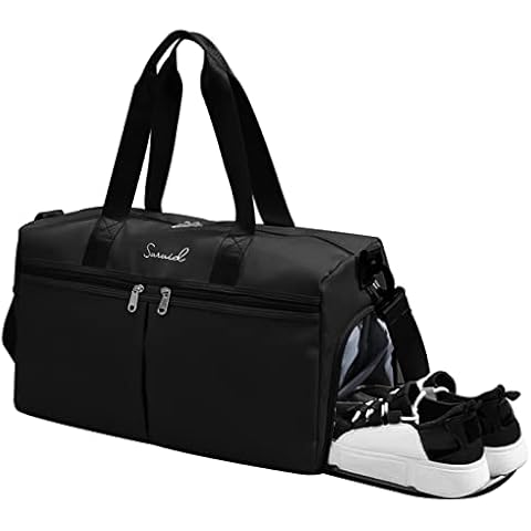 Gym Bag Men's | Holdall Bags for Women | Travel Bags for Women for Plane | Carry on Hand Luggage with Shoe Compartment Black Cover