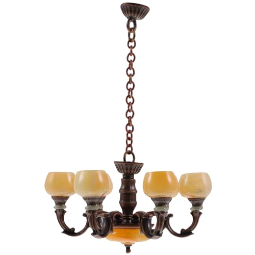Garneck Dollhouse Chandelier Lights: 1/12 Scale Miniature Ceiling Lamp Vintage Mini Pendant Light Furniture Decor Gift for Kids Girls DIY Lovers Doll House Decoration Accessories