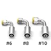 3PCS Air Conditioning #6#8#10 Sliver AC Fitting Set Female Oring Beadlock 90 Degree (90 degrees) #2