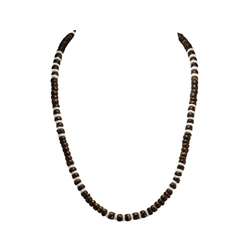 Bluerica Brown Coconut Wood And Puka Shell Beads Necklace #TOP28