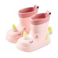 Webrosistol Toddler Wellies Lightweight Kids Girls Non-Slip EVA Rubber Cartoon Unicorn Wellington Boots Waterproof Rain Welly Shoes